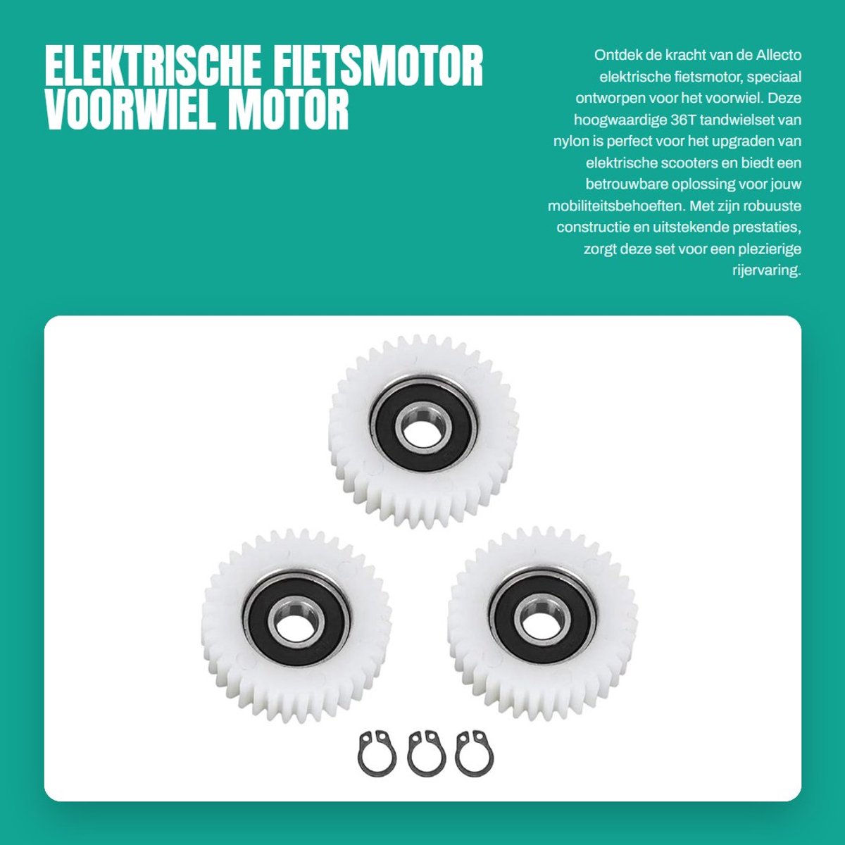 Dailygoods - Elektrische fietsmotor - Voorwiel motor - Duurzaam nylon - 36T tandwielset - Geschikt voor modificatiemotoren - 3 stuks