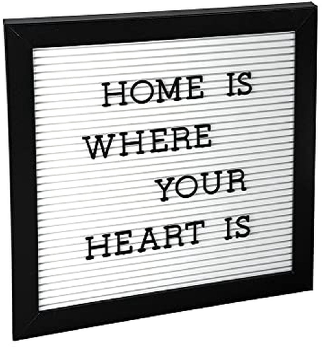 Steekbord met lijst - Letterbord decoratie - Huis decoreren - Inclusief 382 tekens - 25 x 25 cm - Zwart
