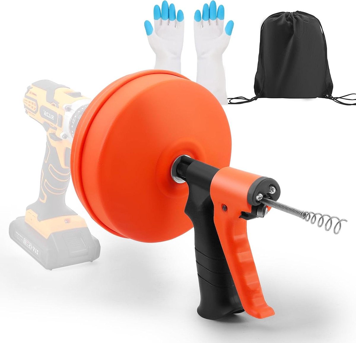 Reinigingsspiraal - Afvoerontstopper - Verstopte Afvoer - Automatische Toevoer - 15 meter - Zwart