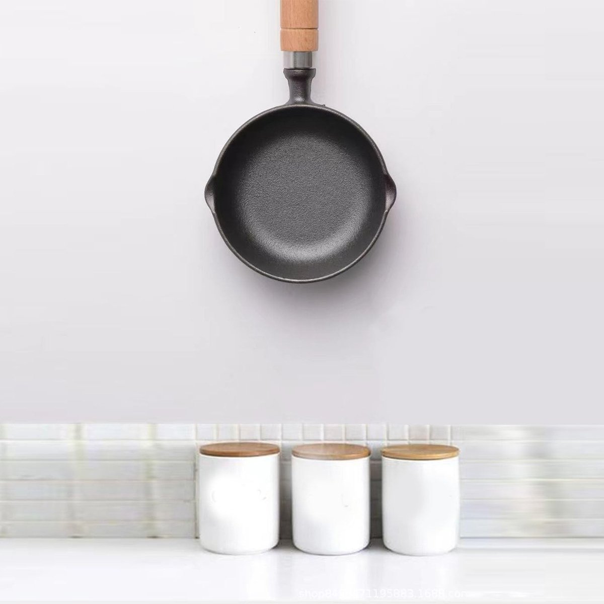 Tomotato Mini Gietijzeren Smeltpan - Antiaanbak Sauspan met Houten Handvat
