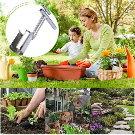 Handplanter Roestvrij Staal - Bollenplanter Tuin - Planten Zonder Moeite - Ergonomisch T-Handvat - Niet Gespecificeerd - Zilverkleurig — afbeelding 5