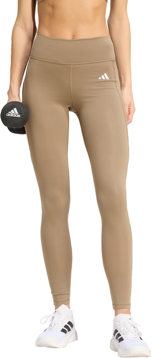 Adidas Performance Optimé Essentials Lange Legging Met Zakje Dames Beige