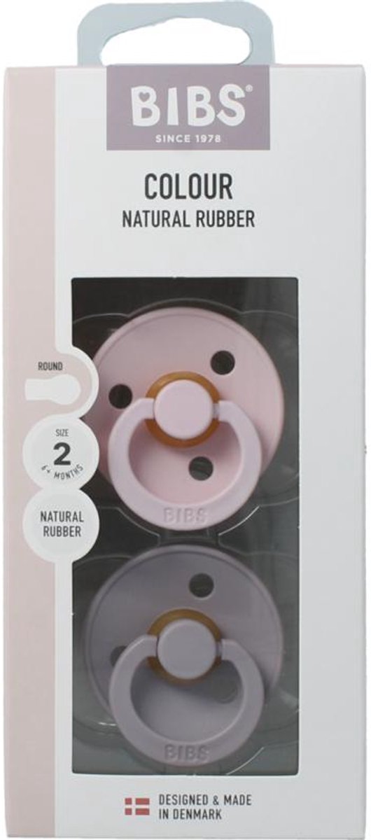 BiBS - Colour Pacifier - Stage 2 Fopspeen - 6+ maanden - 2 stuks - Dusky Lilac / Blossom van BIBS — afbeelding 3
