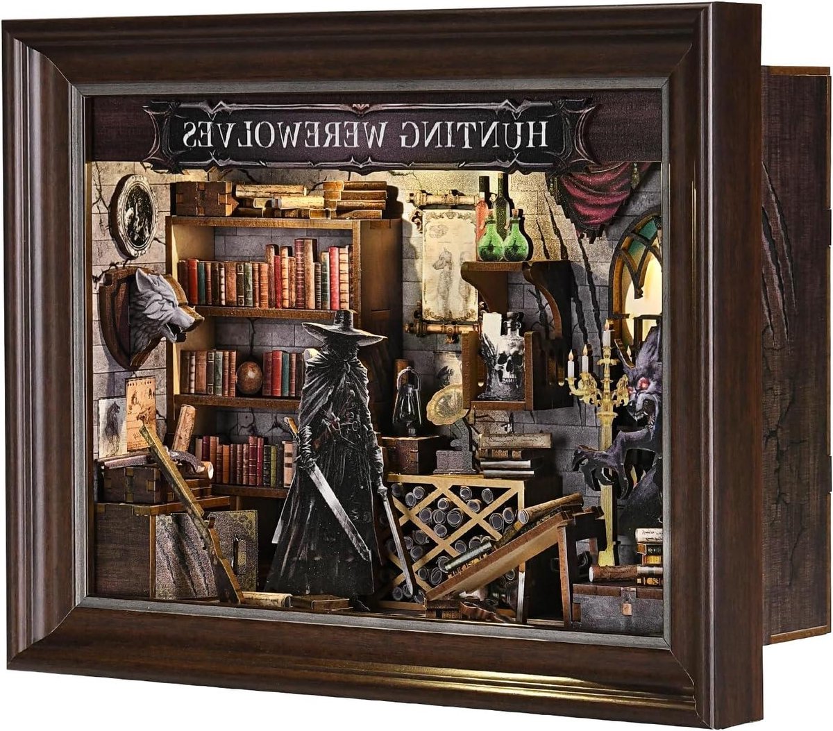 Boekenkast Decoratie - Miniatuur Poppenhuis - Boekenplank Versieren - Houten Puzzel - 18 x 5 x 28 cm - Houtkleur