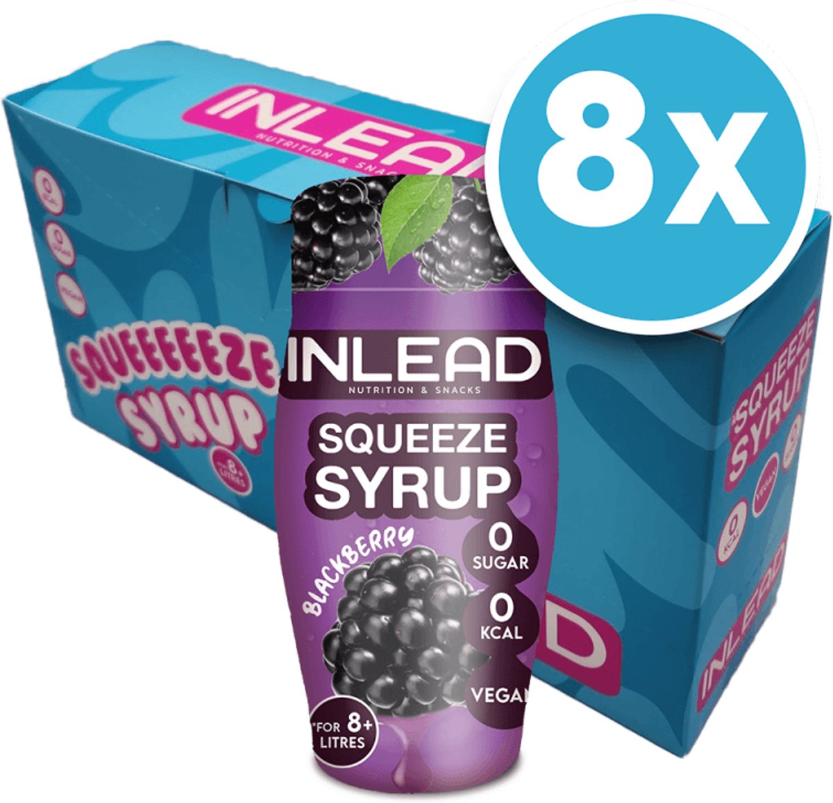 Inlead Squeeze Syrup (8x65ml) Blackberry - Functionele voeding - Smaakstoffen/zoetstoffen