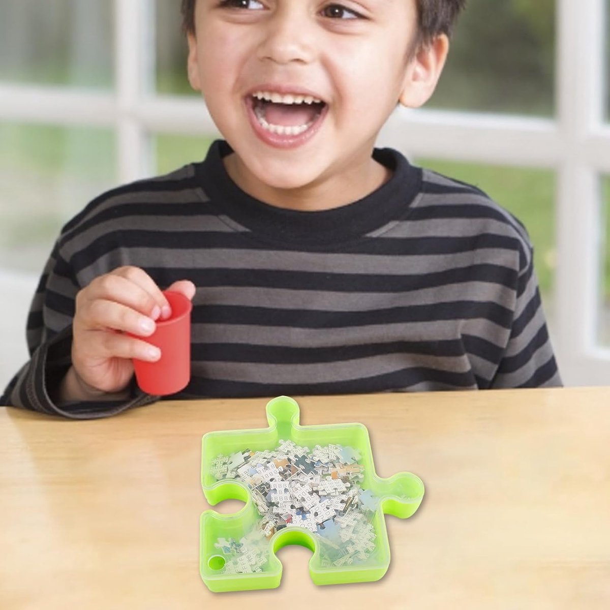 Puzzelsorteerbakken - Puzzelbakken Sorteer - Puzzelstukjes Sorteren - Stapelbaar Koppelbaar - 19 cm - Groen