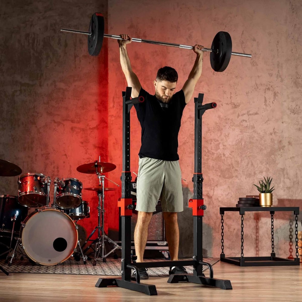 YOR® Squat Rack - Squat Wedge - Power Rack - Zwart - ‎28cm x 128cm x 140cm thumbnail 2