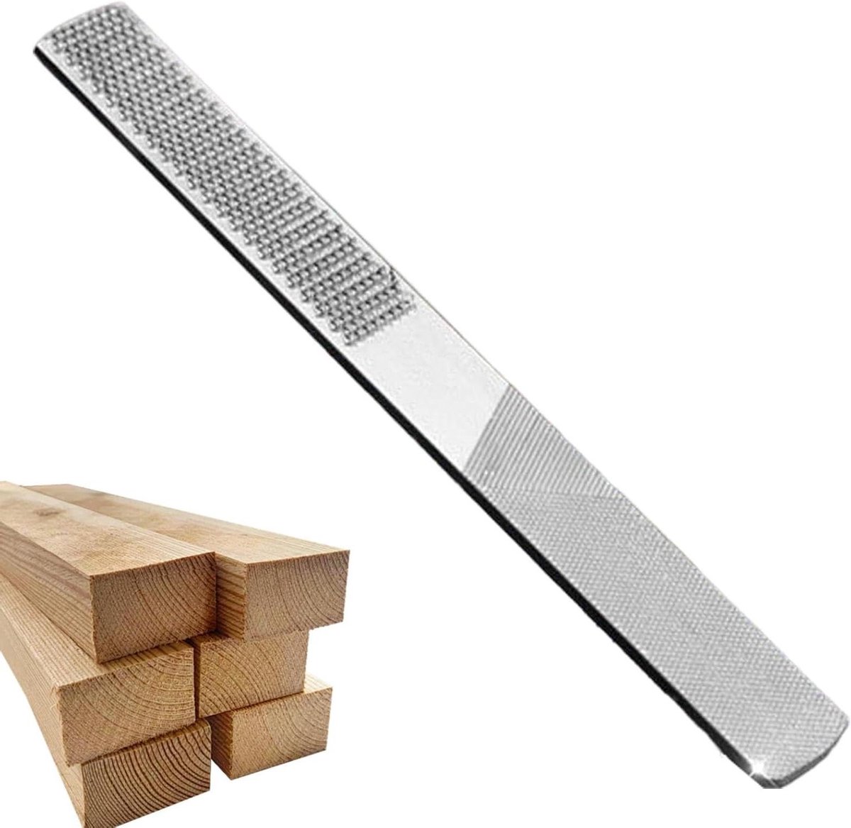 Handvijl Hout - Houtbewerking Vijl - Metaal Vormgeven - Vier Tandpatronen - 20.7 Centimeter - Zilver