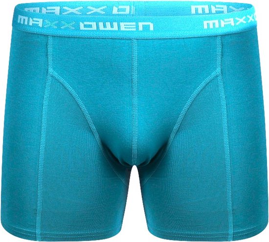 Turquoise herenboxershort van Maxx Owen met een bedrukte elastische tailleband.