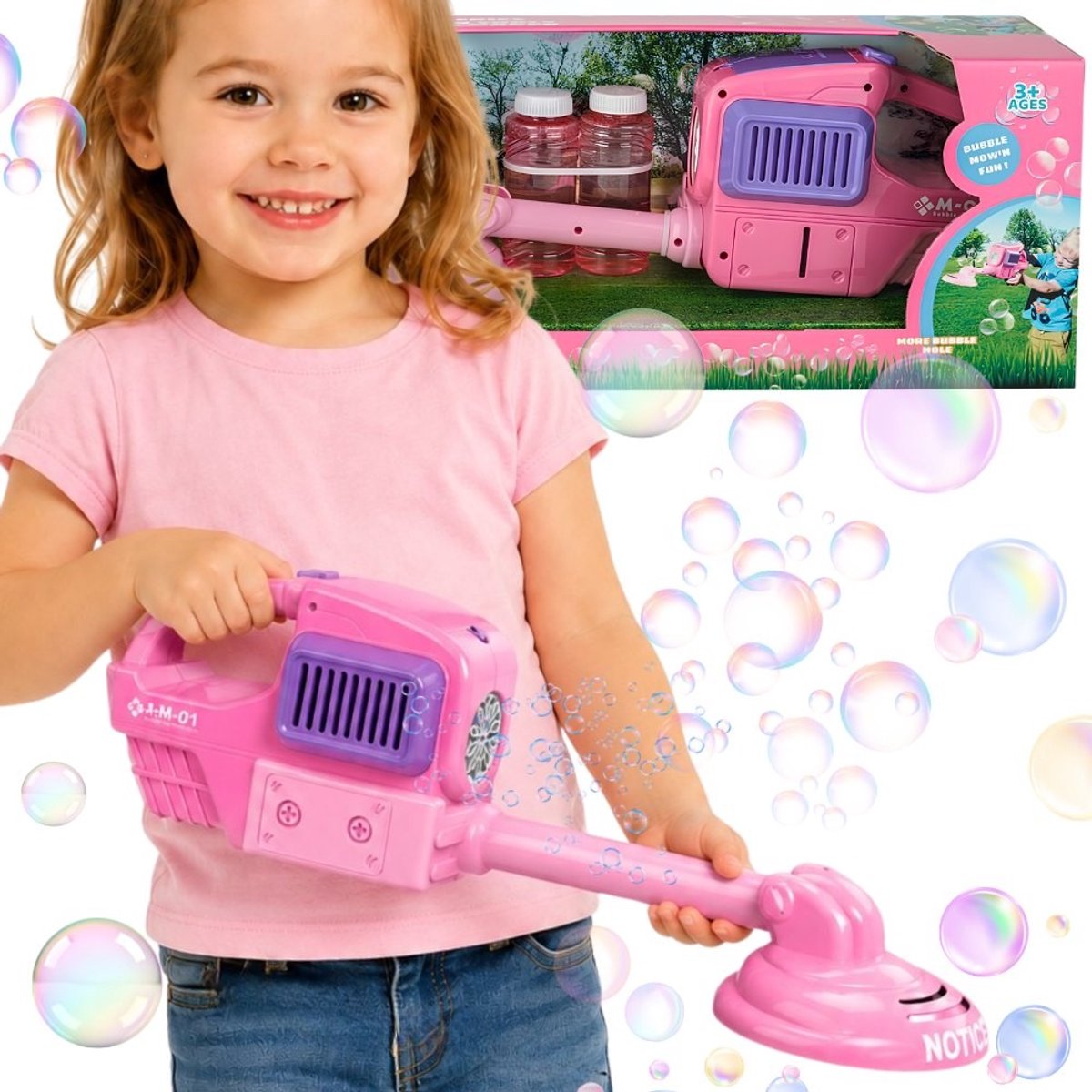 Woopie Handgrasmaaier Bubble Machine Roze - UNI