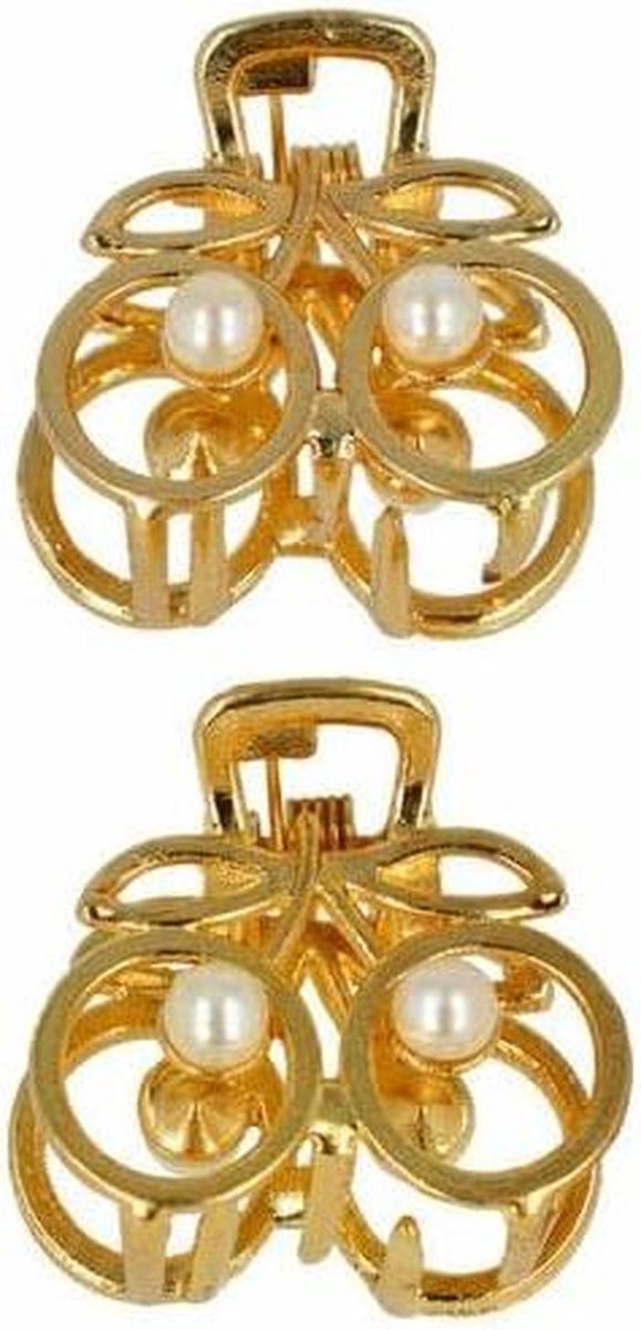 Haarspeld Klemmen - Kersen Accessoire - Haar Styling - Pareltjes Versiering - 25 cm - Goud