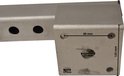 Zilverkleurige metalen steunpoot met afmetingen 80 mm, 120 mm en 12 mm.