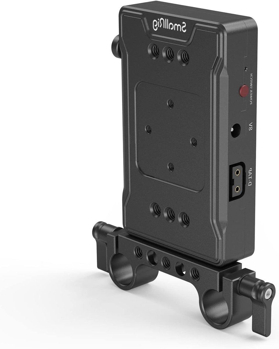 V-Mount Accu Bevestigingsplaat Adapter met Dubbele 15mm Stang Klem voor Camera Accessoires
