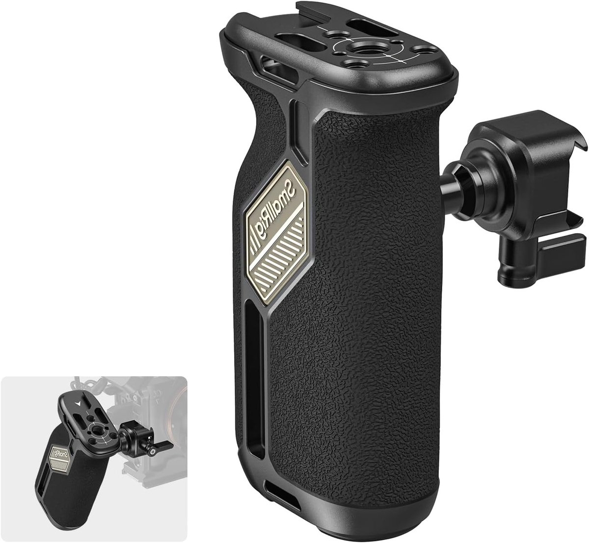 NATO Zijkant Handgreep voor Camera's, 360° Draaibaar, Antislip Siliconen Handgreep met Draadgaten en Koud Schoen voor Professionele Fotografie en Videografie