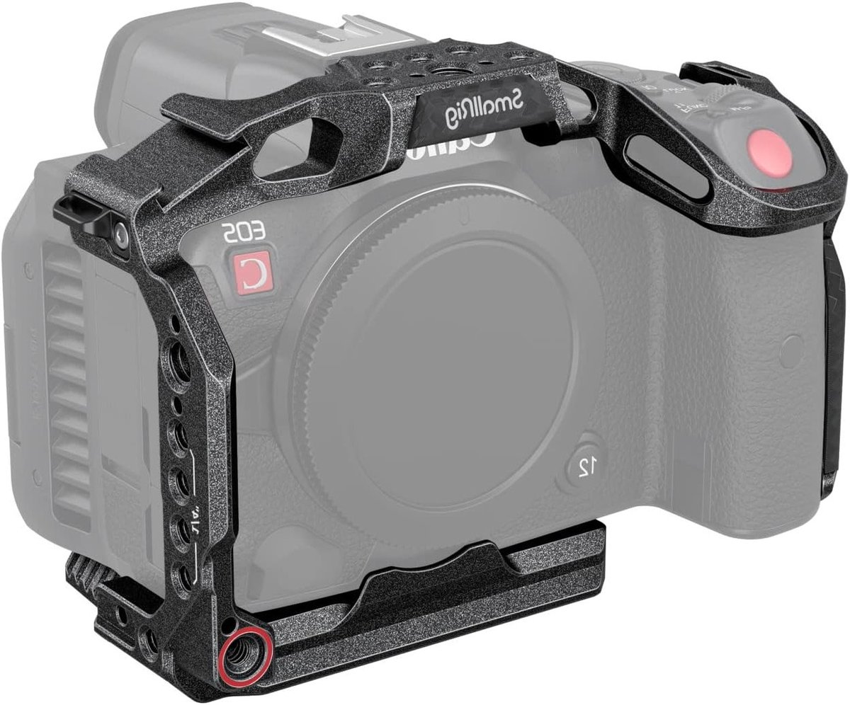 Cage voor Canon R5 R6 R5 C met Snelle Bevestiging en Arca Standaard - Zwart Mamba Stijl, Lichtgewicht en Duurzaam Ontwerp