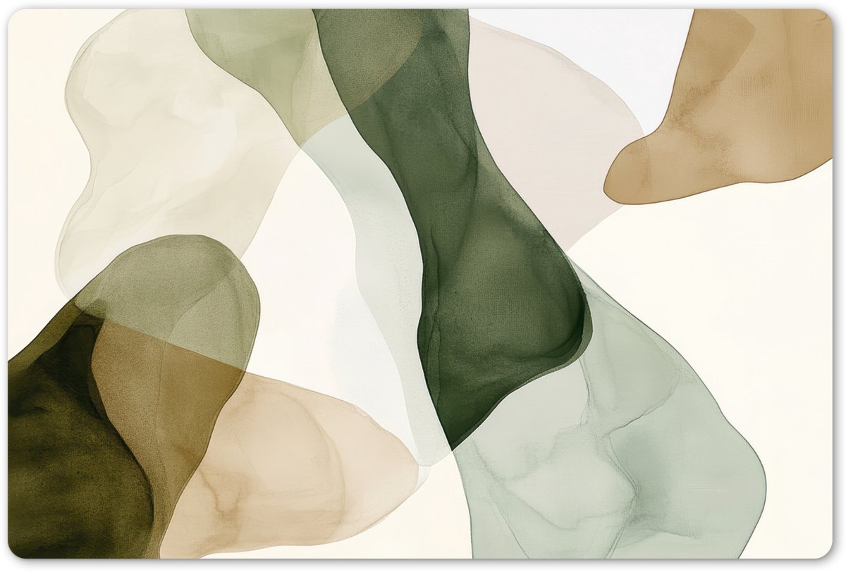 Placemats 45x30 cm - Placemat kunststof - 1 stuk - Japandi - Abstract - Groen - Borden onderleggers - Decoratie voor op tafel - Keuken tafeldecoratie accessoires - Vinyl onderlegger - Tafelversiering