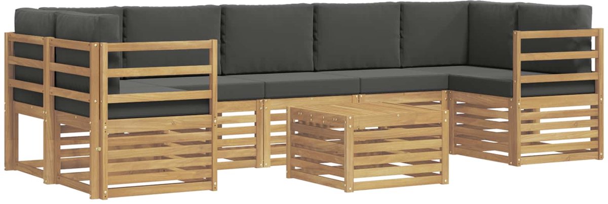 vidaXL Buiten - bank - set - 8 - st - 7-zits - Wit - en - antracietkleurig - Polyester Wit en antracietkleurig