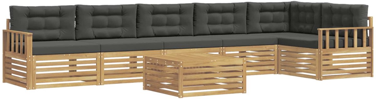 vidaXL Buiten - bank - set - 7 - st - 6-zits - Wit - en - antracietkleurig Wit en antracietkleurig
