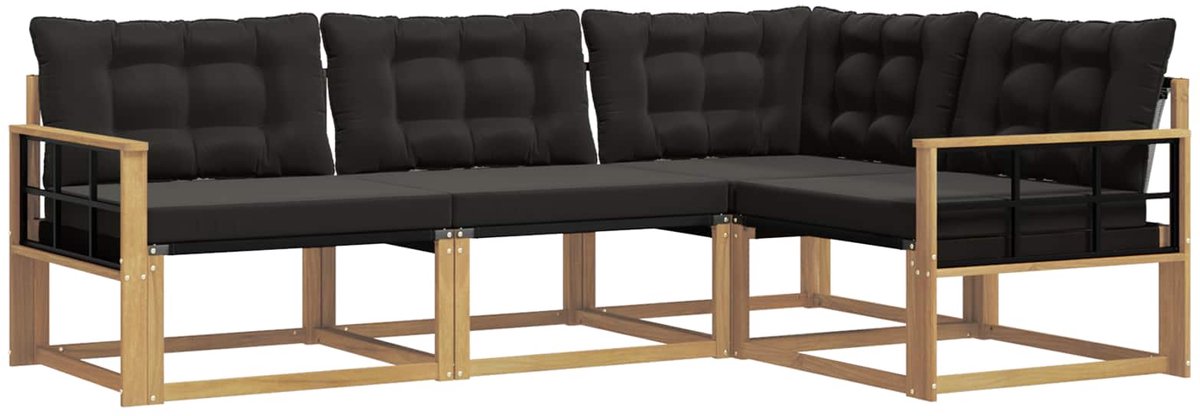 vidaXL Buiten - bank - set - 4 - st - Wit - en - zwart Wit en zwart