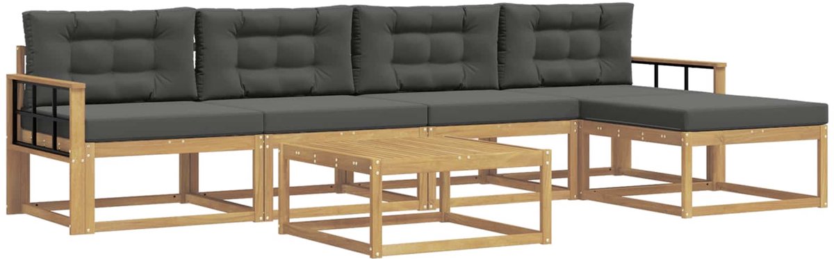 vidaXL Buiten - bank - set - 6 - st - 5-zits - Wit - en - antracietkleurig - Polyester Wit en antracietkleurig