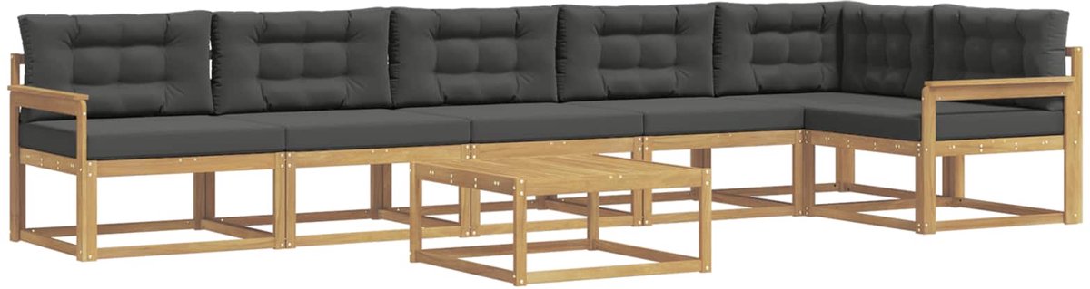 vidaXL Buiten - bank - set - 7 - st - 6-zits - Wit - en - antracietkleurig - Polyester Wit en antracietkleurig
