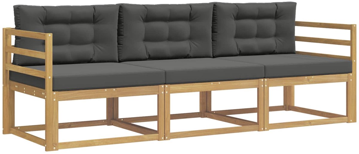 vidaXL Buiten - bank - set - 3 - st - Wit - en - antracietkleurig - Polyester Wit en antracietkleurig