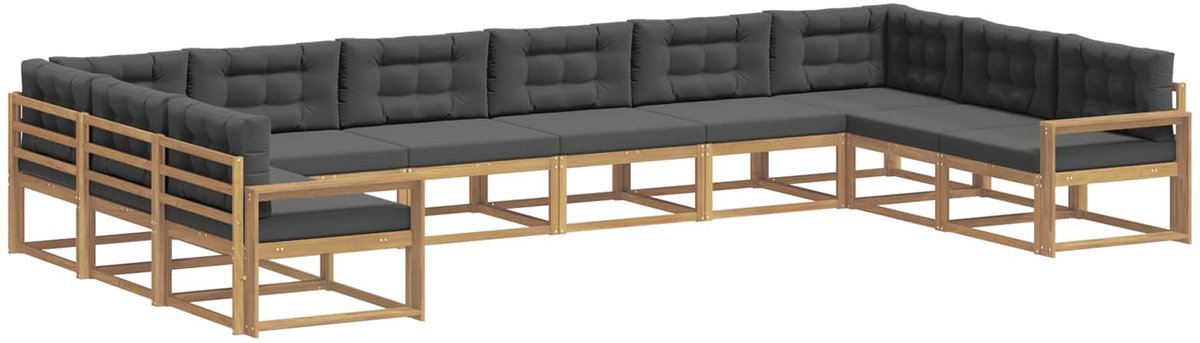 vidaXL Buiten - bank - set - 10 - st - 10-zits - Wit - en - antracietkleurig Wit en antracietkleurig