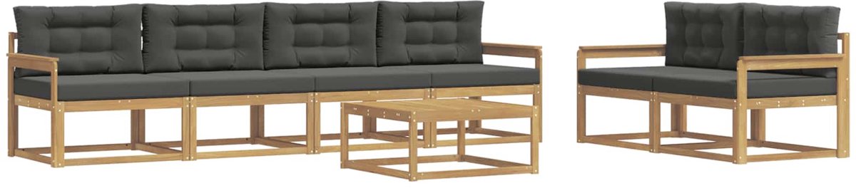 vidaXL Buiten - bank - set - 6 - st - 6-zits - Wit - en - antracietkleurig Wit en antracietkleurig