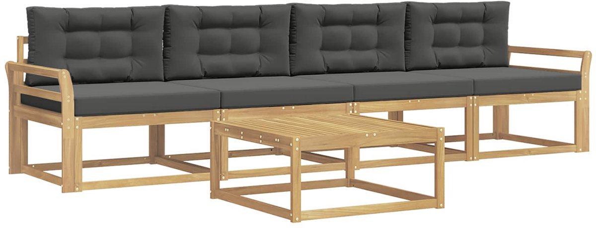 vidaXL Buiten - bank - set - 4 - st - 4-zits - Wit - en - antracietkleurig Wit en antracietkleurig
