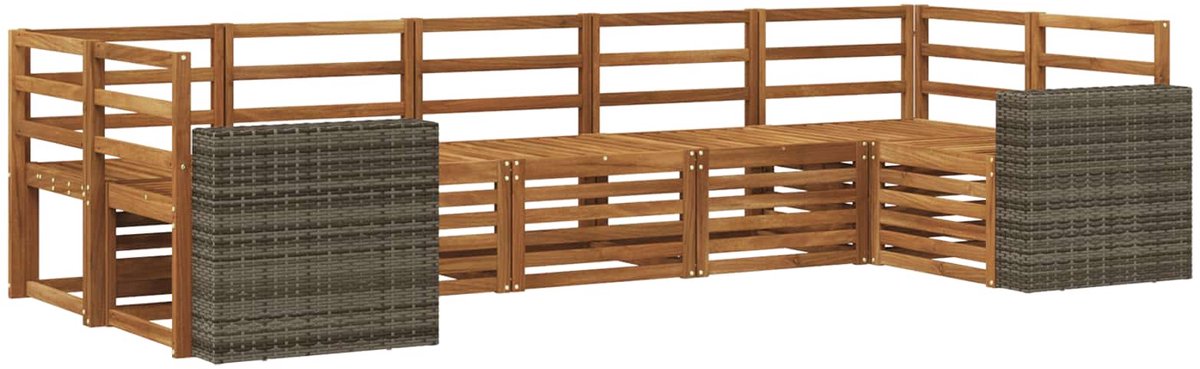 vidaXL Buiten - bank - set - 7 - st - 7-zits - Naturel - Massief - Acacia - Hout