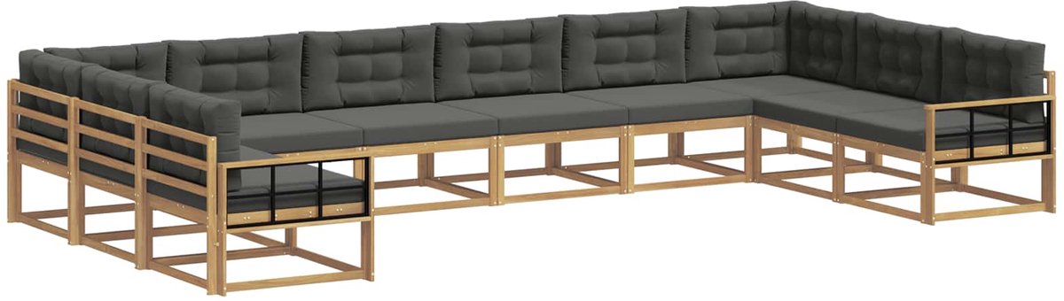 vidaXL Buiten - bank - set - 10 - st - 10-zits - Wit - en - antracietkleurig Wit en antracietkleurig