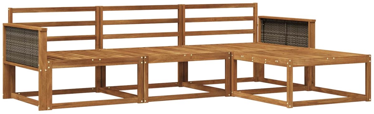 vidaXL Buiten - bank - set - 4 - st - 4-zits - Naturel - Massief - Acacia - Hout