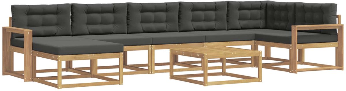 vidaXL Buiten - bank - set - 8 - st - 7-zits - Wit - en - antracietkleurig Wit en antracietkleurig