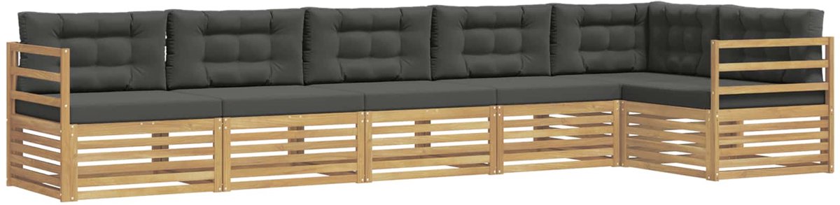 vidaXL Buiten - bank - set - 6 - st - 6-zits - Wit - en - antracietkleurig - Polyester Wit en antracietkleurig