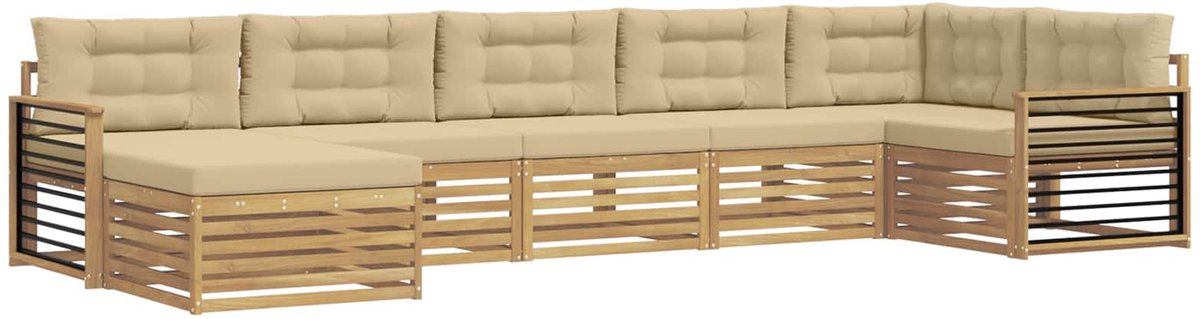 vidaXL Buiten - bank - set - 7 - st - 7-zits - Wit - en - Beige Wit en Beige