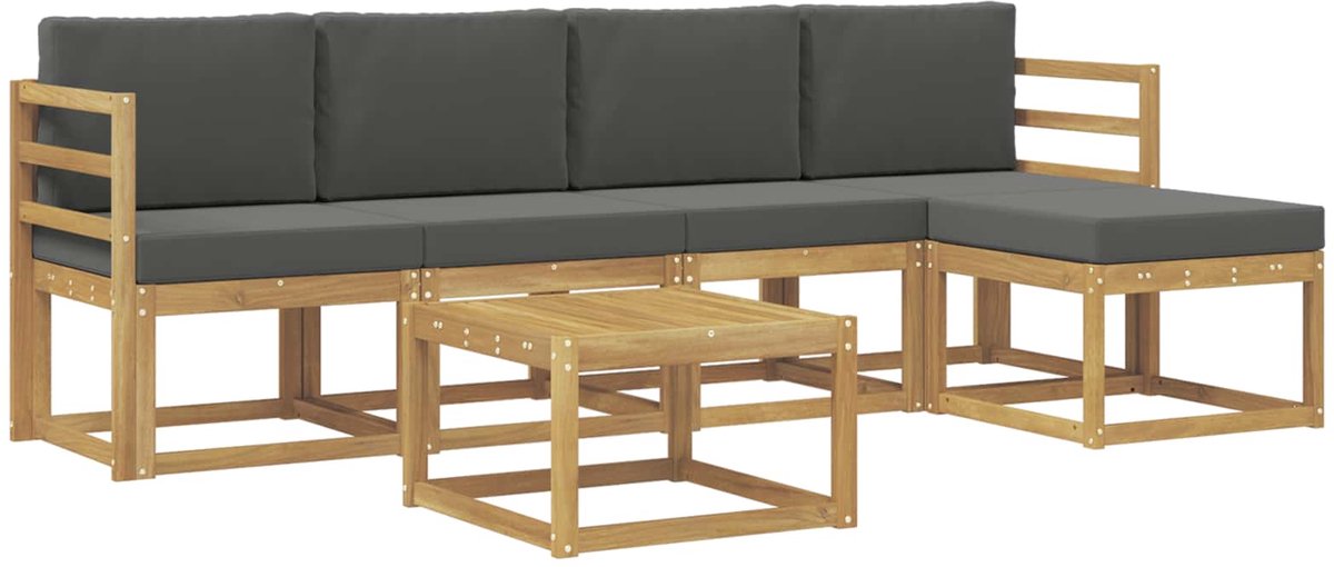 vidaXL Buiten - bank - set - 6 - st - 5-zits - Wit - en - antracietkleurig Wit en antracietkleurig