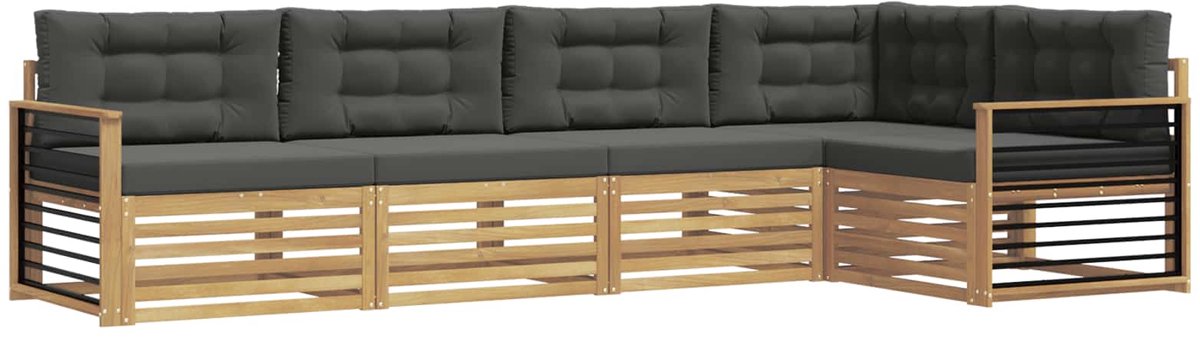 vidaXL Buiten - bank - set - 5 - st - 5-zits - Wit - en - antracietkleurig - Polyester Wit en antracietkleurig