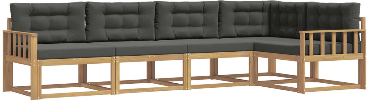 vidaXL Buiten - bank - set - 5 - st - 5-zits - Wit - en - antracietkleurig Wit en antracietkleurig