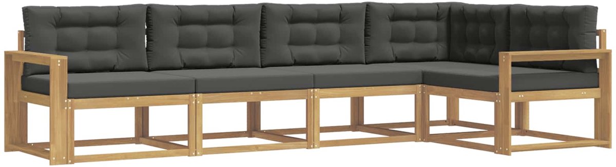 vidaXL Buiten - bank - set - 5 - st - 5-zits - Wit - en - antracietkleurig Wit en antracietkleurig
