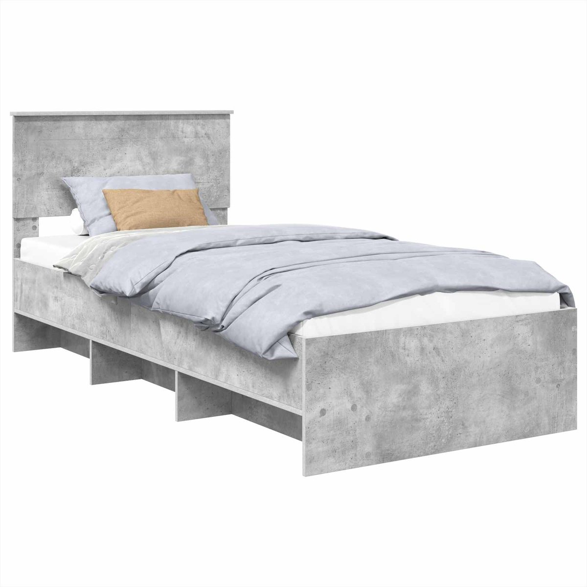 vidaXL Bedframe - Betongrijs - 100 - x - 200 - cm - Bewerkt - hout