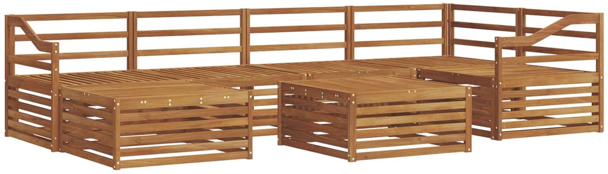 vidaXL Buiten - bank - set - 7 - st - 6-zits - Naturel - Massief - Acacia - Hout