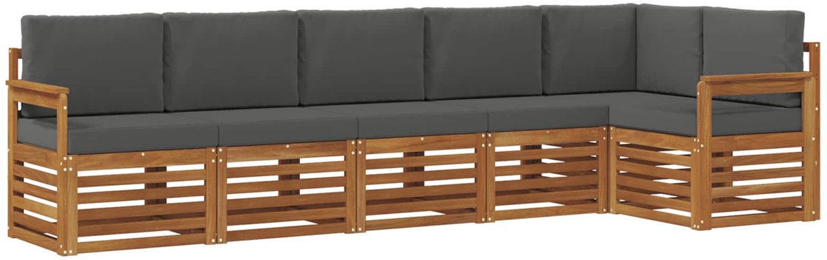 vidaXL Buiten - bank - set - 6 - st - Natuurlijk - en - Antraciet - Polyester Natuurlijk en Antraciet