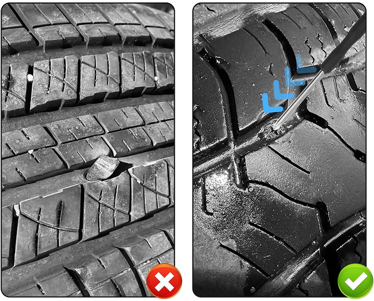 Bandenreparatieset - Tubeless Band Reparatieset met Schroeven - 84-Delig Compleet - Carbonstaal & Rubber voor Luchtdichtheid - Geen Demontage Nodig - Antislip Schroevendraaier Inbegrepen - Voor Auto, Motor & Onderweg thumbnail 7
