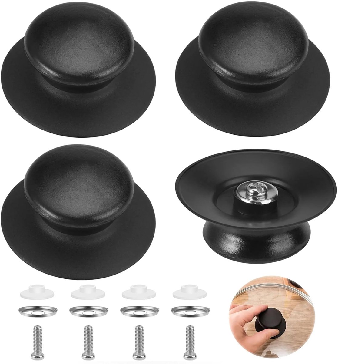 Universele knoppen en handgrepen voor pannendeksels, vervangende knoppen, 4-pack