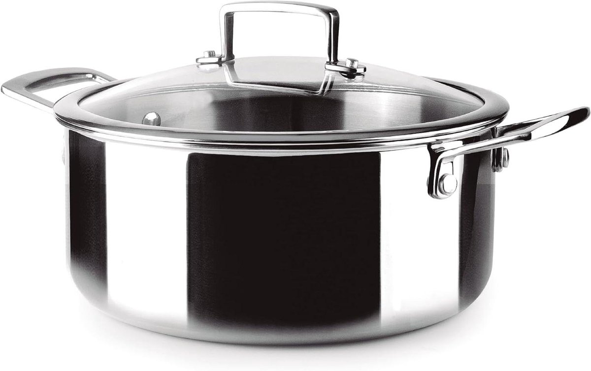 Braadpan - Kookpan Stoofpan - Gerechten Stoven - Triply Materiaal - 26 cm 5.9 Liter - Grijs