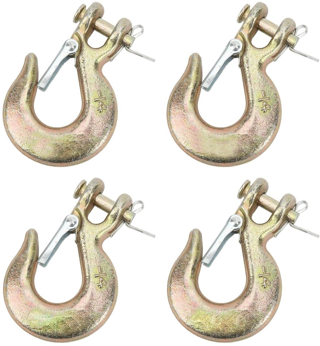 Clevis Sliphaak Set - Veiligheidshaak Kettinghaak - Zwaar Transport - Legering Gesmeed G70 - 4 stuks - Zilverkleurig