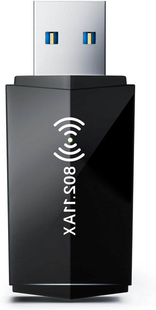 USB WiFi-adapter - WLAN-dongle WiFi-ontvanger - Sneller Internet - WiFi 6 AX1800 - USB 3.0 - Zwart