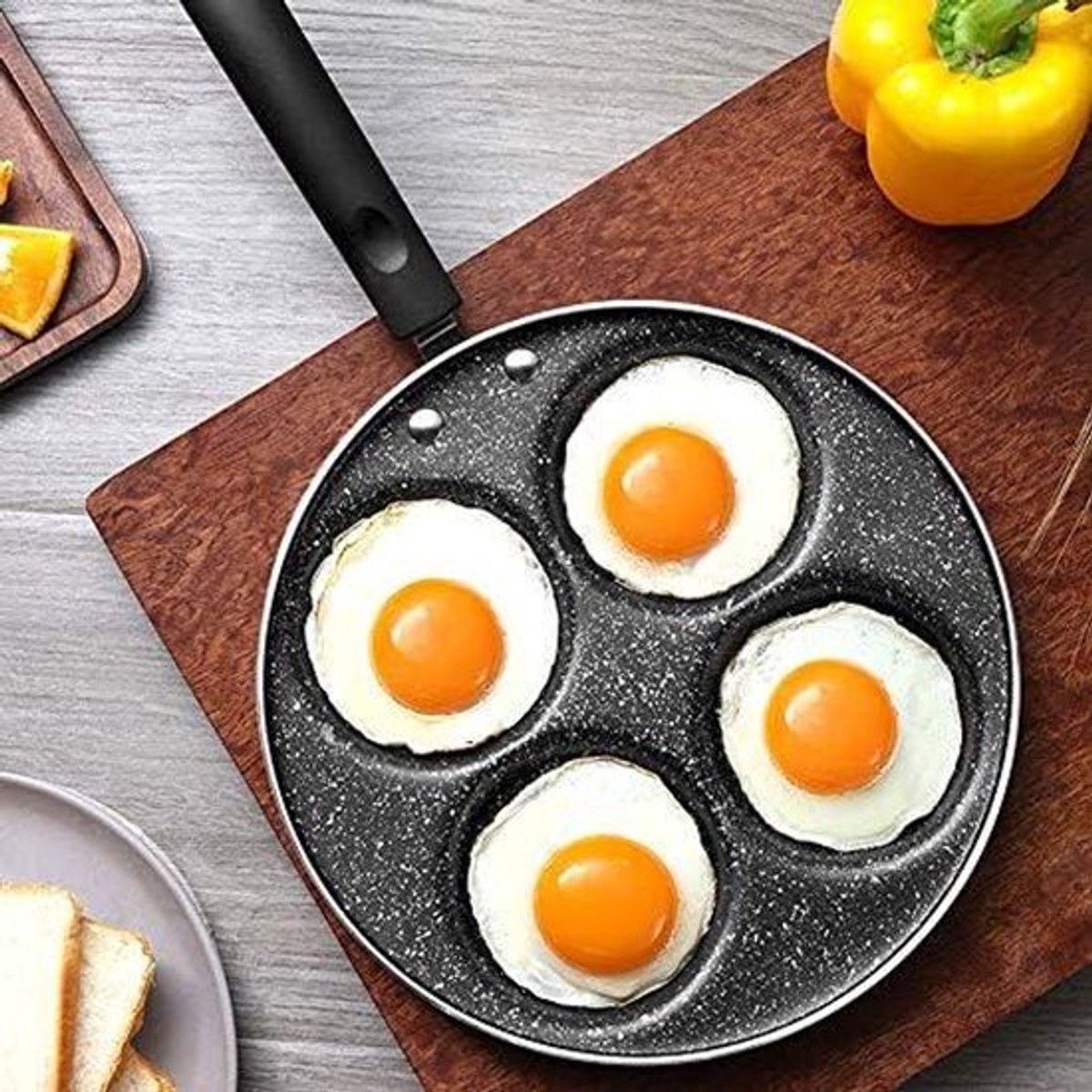 Pan met 4 gaten voor pannenkoeken, spiegelei en omelet (24 cm) met antiaanbaklaag