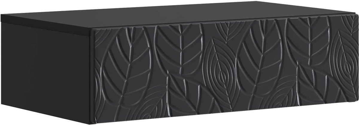 vidaXL Wandgemonteerde - Zijtafel - 59 - x - 34,5 - x - 17 - cm - Bewerkt - hout - Zwart