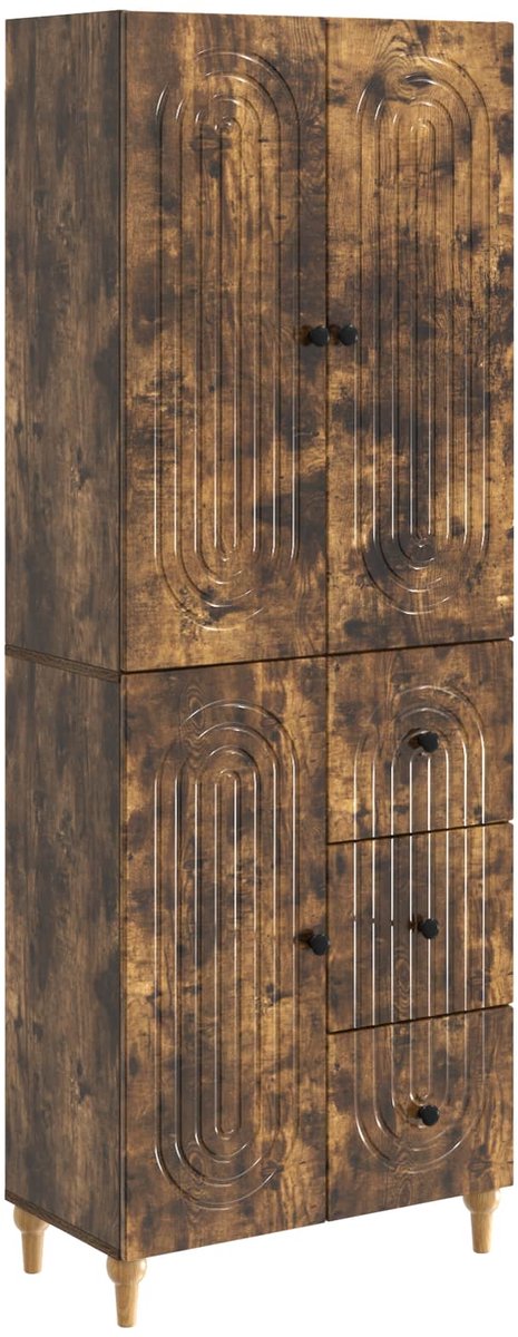 vidaXL Kast - Set - 2 - st - Gerookt - eiken - 66 - x - 34,5 - x - 90 - cm - Bewerkt - hout Gerookt eiken